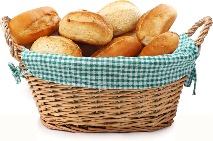 eGenuss 2 ländliche dicke Weide Brotkörbe + 2 herausnehmbare Baumwolleinlagen + 2 atmungsaktive Baum