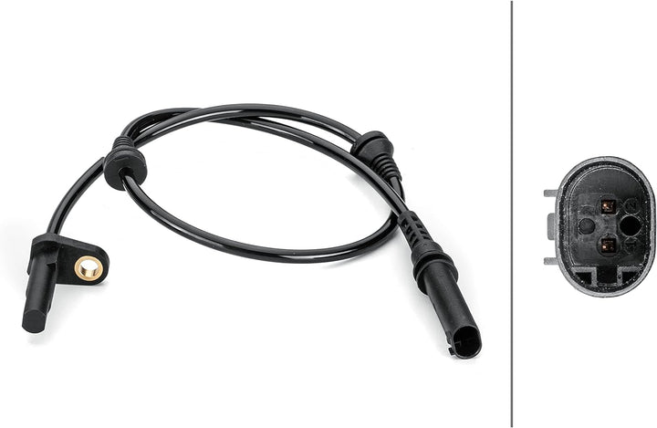 HELLA 6PU 012 806-471 Sensor, Raddrehzahl - 2-polig - Vorderachse beidseitig - Gesamtlänge: 653mm