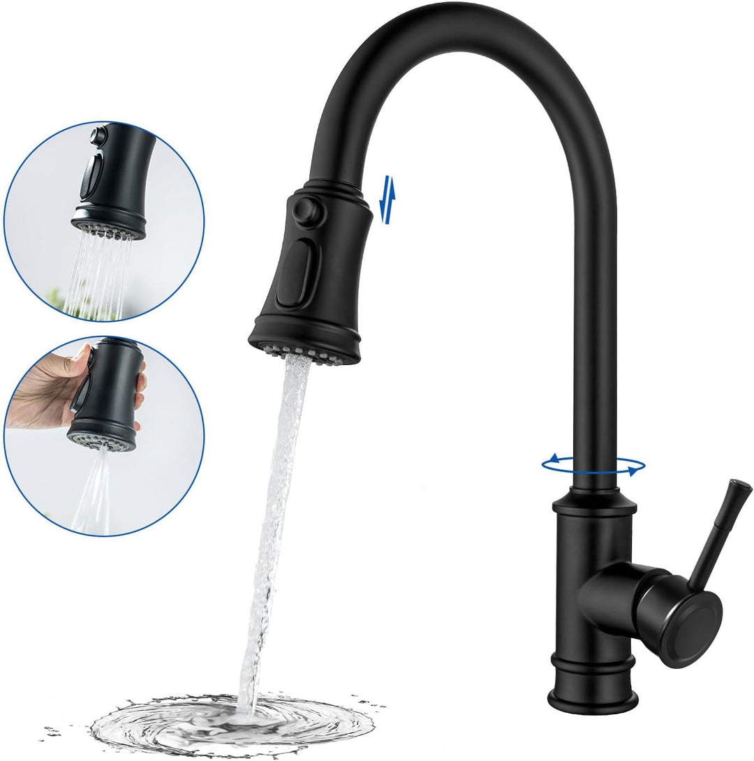 Vintage Wasserhahn Küche Mit Brause Ausziehbar,Küchenarmatur 360°Schwenkbar Spültischarmatur,Einhebe