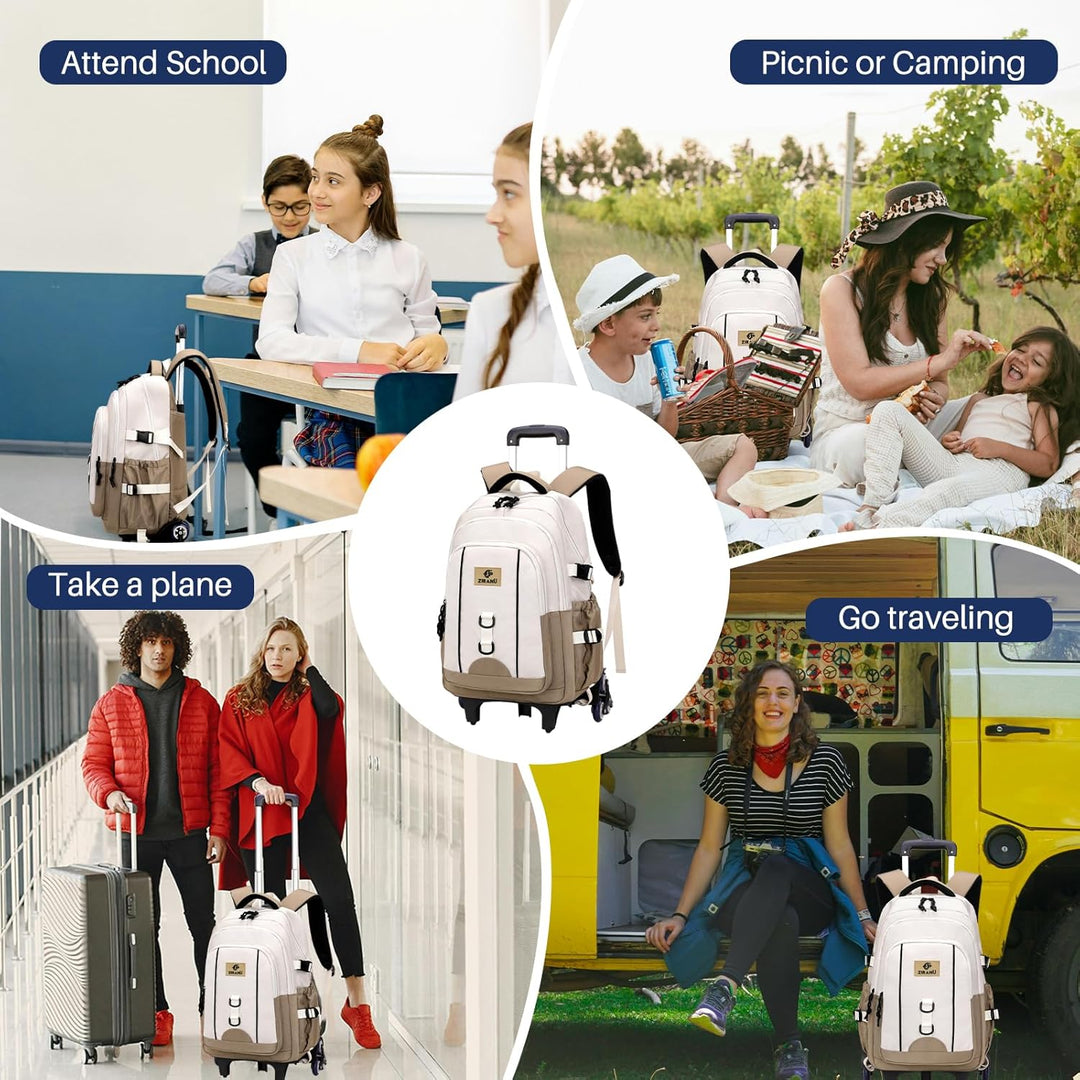 Schulrucksack mit Rollen Mädchen Jungen Teenager Trolley Kinder Rucksack mit Rollen Schule Schultasc