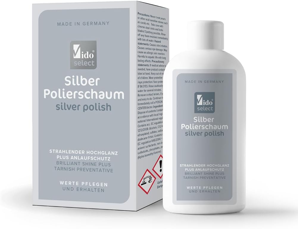 SILBO Silber Polierschaum - Strahlender Hochglanz plus Anlaufschutz (1x Schaum & 1x Tuch), 1x Schaum