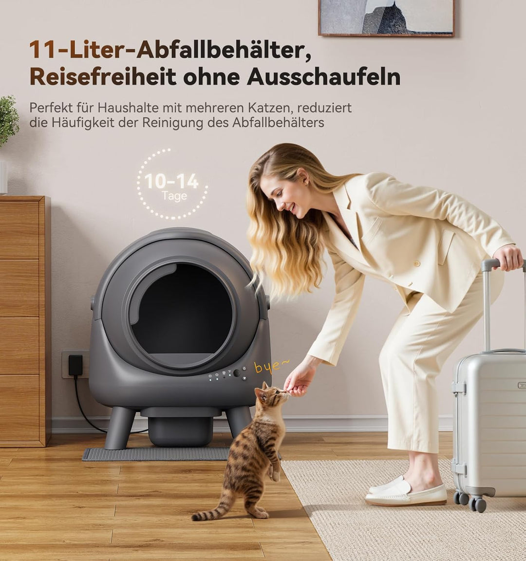 Katzenklo Selbstreinigend FEELNEEDY 65L Elektrische Automatische Katzentoilette, APP-gesteuert, Sich