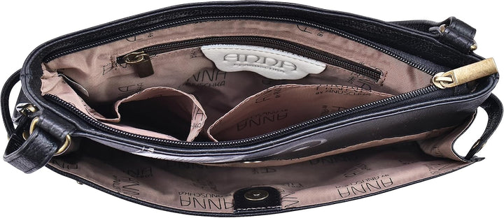 Anna by Anuschka Damen Medium Crossbody Midnight Floral Black, Midnight Floral Black