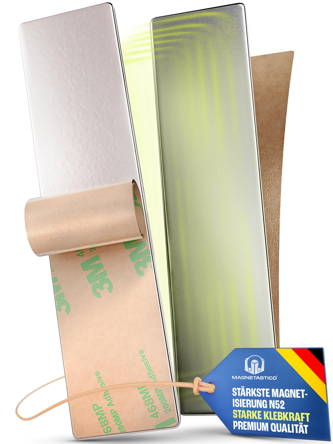 Magnetastico® | 40 Stück Selbstklebende Neodym Magnete N52 Rechteck 20x10x1 mm | Starke Klebemagnete