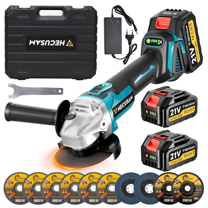 Akku Winkelschleifer 125mm, Flex Akku Winkelschleifer Set mit 2x 4.0Ah Akku, 1200W Bürstenloser Moto