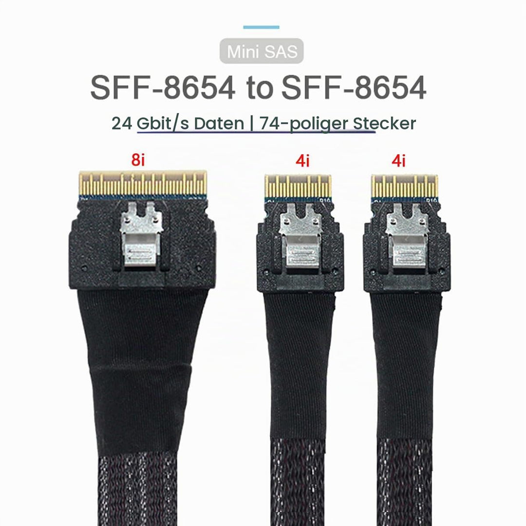 Cablecc PCI-E Ultraport Slimline SAS Slim 4.0 SFF-8654 8i 74pin to Dual SFF-8654 4i 38pin cable 40cm