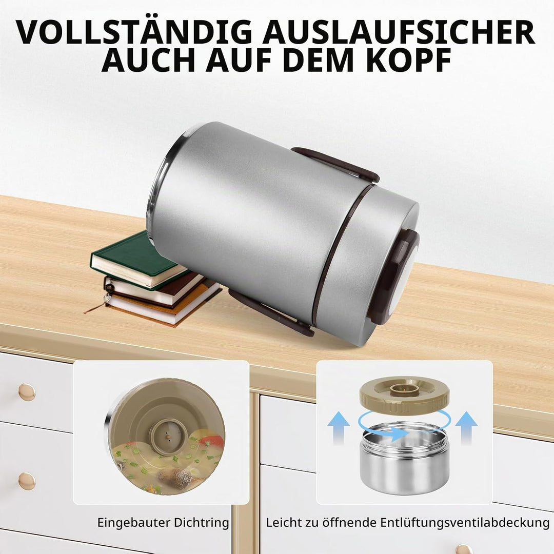 3-lagige Isolierte Lunchbox Edelstahl, 2.0L Vakuum Isolierter Lebensmittelbehälter für Warm- &amp; Kalth