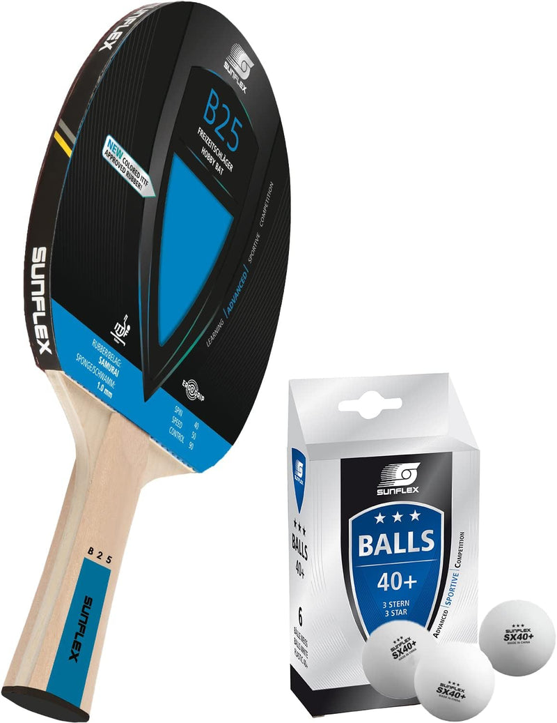 Sunflex® Color COMP B25 Tischtennisschläger | Tischtennis Racket Bat TT Hobby Freizeitschläger mit k