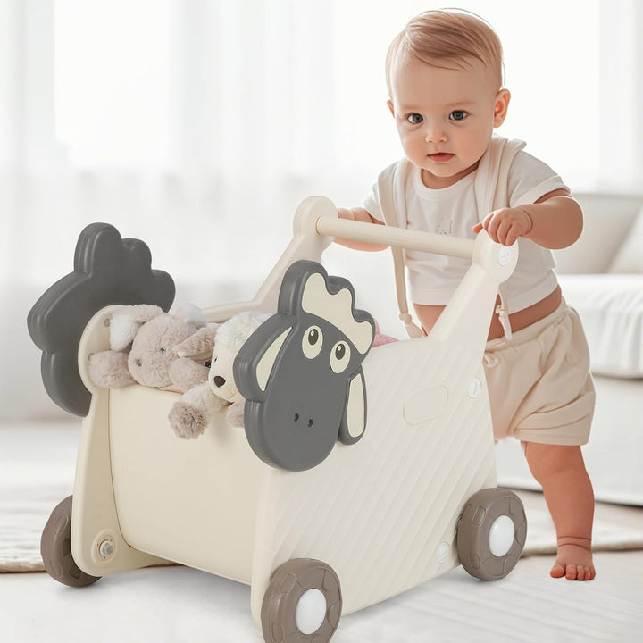 COSTWAY Baby Lauflernwagen, Lauflernhilfe mit 18 L Stauraum & Rädern, Spielzeugwagen zum Schieben &