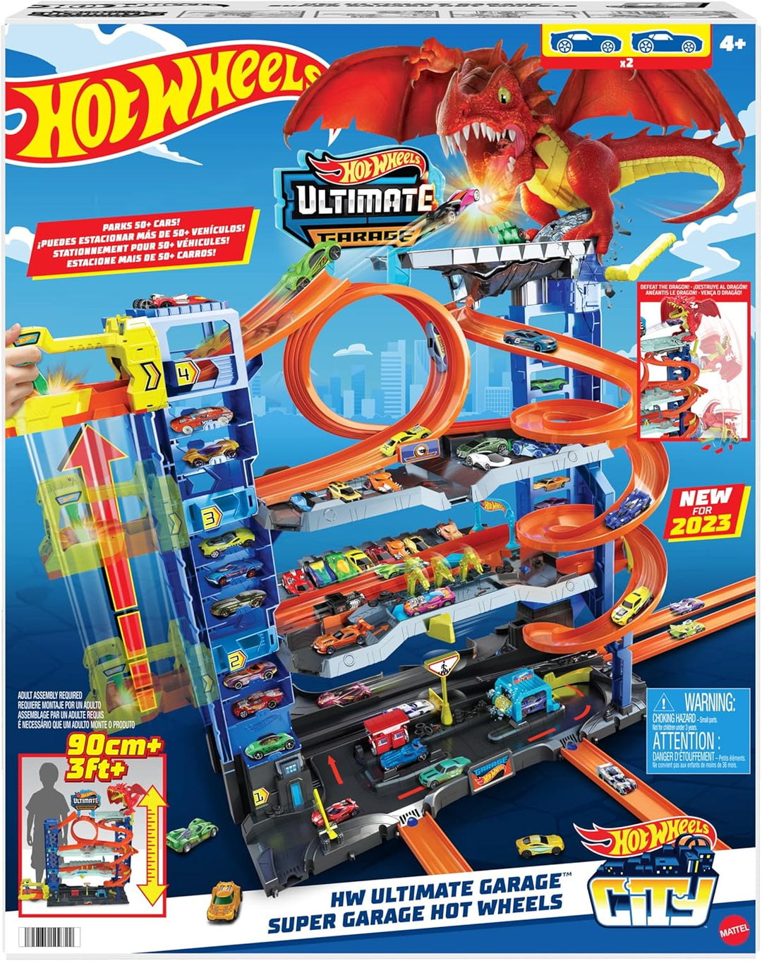 Hot Wheels Let's Race Netflix - Ultimative Garage - Mehrere Ebenen Parkgarage, 3ft hoch, mit 2 Die-C