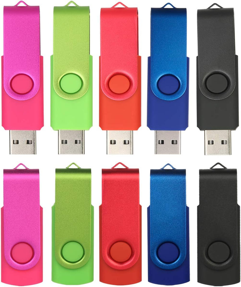 USB-Stick, 32 GB, EASTBULL USB 2.0, Flash Drive, Drehgelenk, Speicherstick (10 Farben, 4 GB x 10 Stü