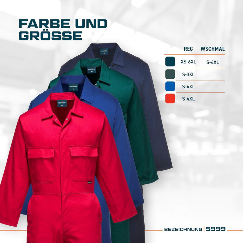 Portwest Euro-Arbeitsoverall aus Polyester-Baumwolle, Grösse: S, Farbe: Flasche grün, S999BGRS Bottl