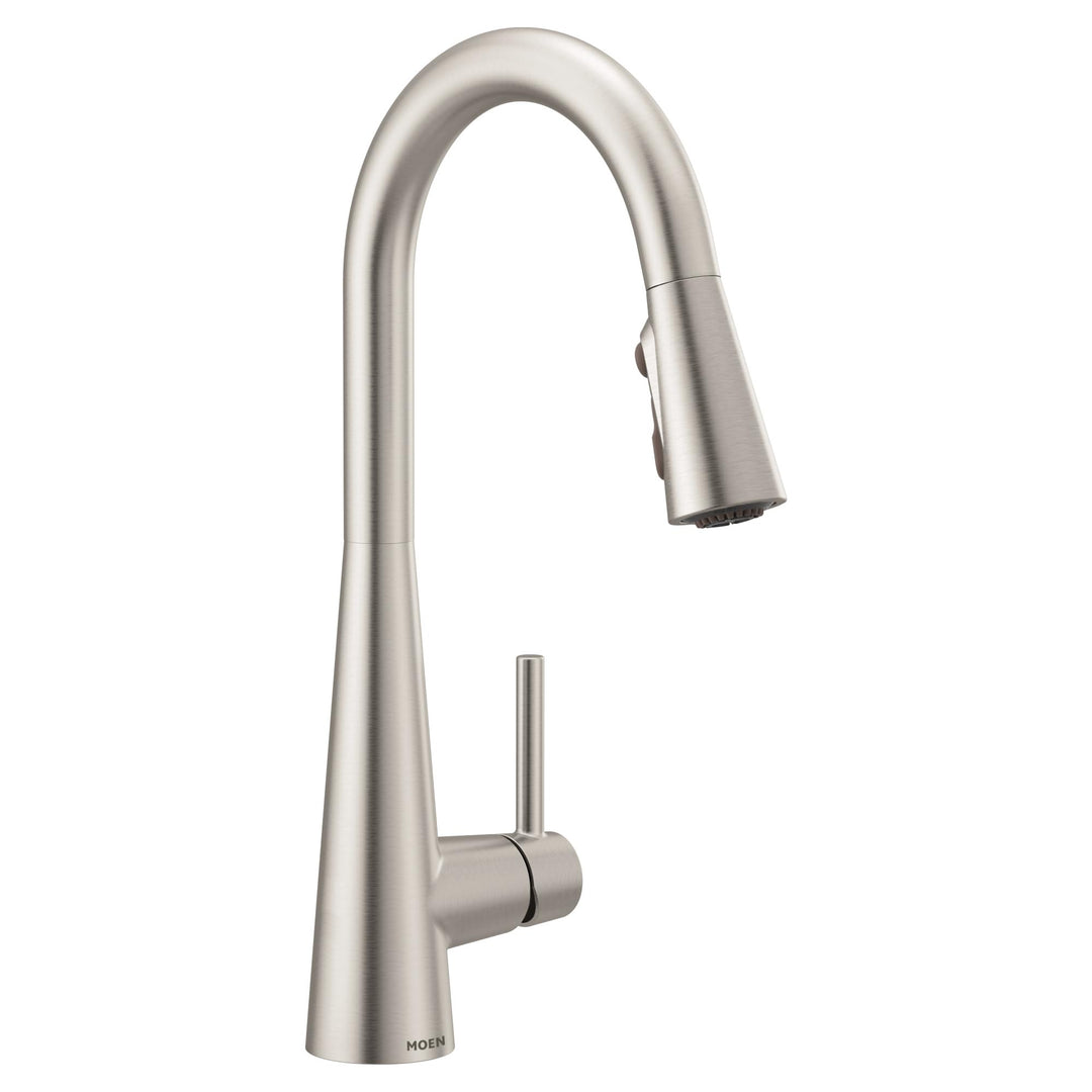 Moen Sleek 7864SRS Küchenspüle mit einem Griff, hoher Lichtbogen, ausziehbarer Wasserhahn mit Power-