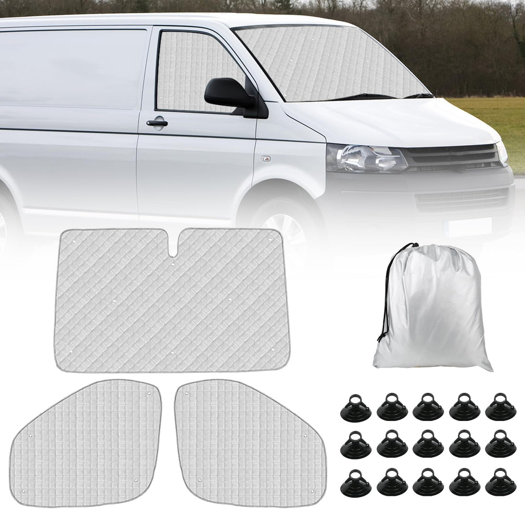 Thermomatte Fahrerhaus Innen für Ford Transit Van MK8, 3pcs UV- & Wasserschutz Sonnenschutz Frontsch