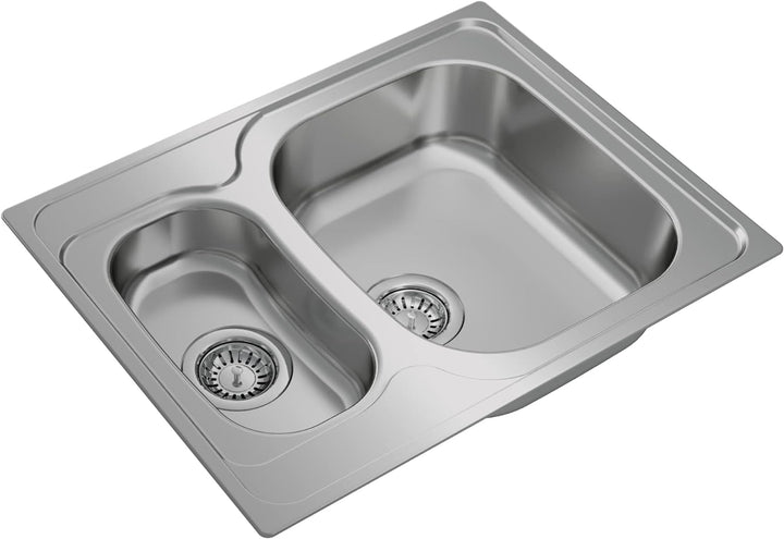 Teka Universe 60 T-XP 1½C Küchenspüle mit 2 Becken, eingebettet und wendbar, für Möbel mit 60 cm, gr