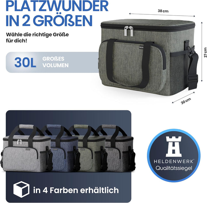 HELDENWERK Kühltasche Gross faltbar - Isolierte Kühlbox Thermotasche auslaufsicher &amp; wasserdicht - P
