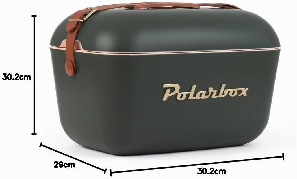 Polarbox Kühlbox Classic Kühltasche Retro Vintage Camping Picknick Strand 20L Green-Frost/Gold