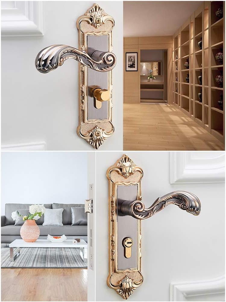 Türschloss im europäischen Stil mit Nickelknopf Retro Vintage Interieur Anti-Diebstahl Zimmer Türsch