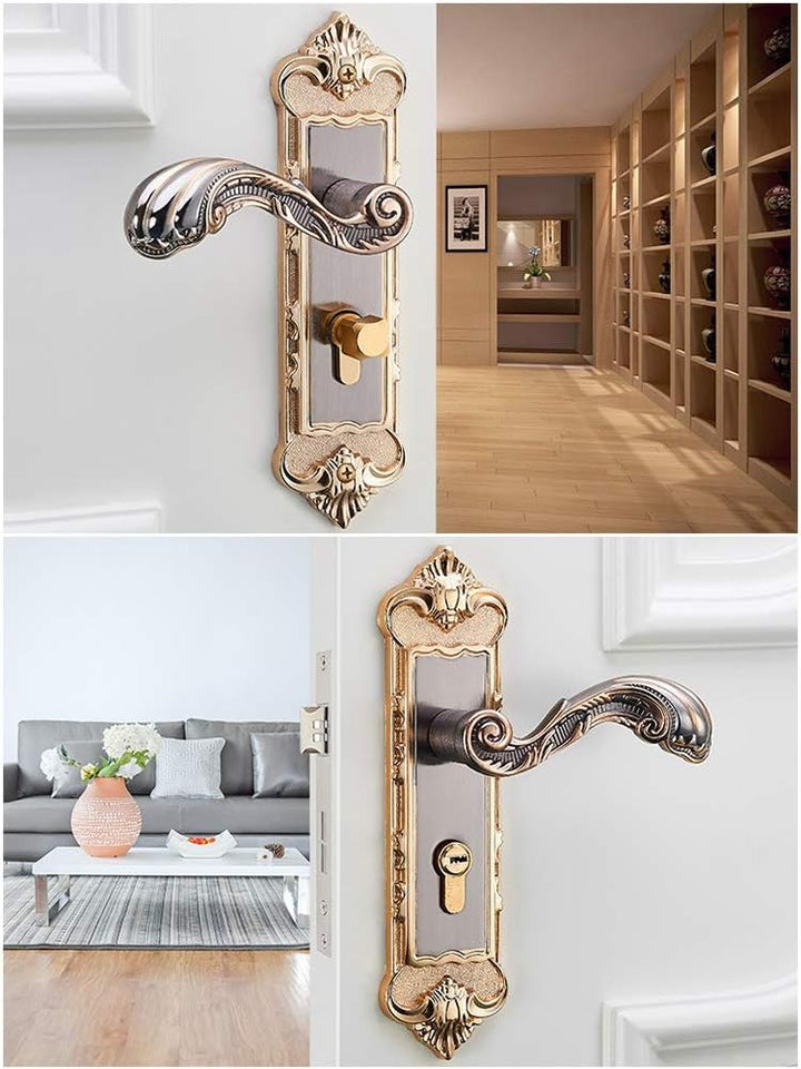 Türschloss im europäischen Stil mit Nickelknopf Retro Vintage Interieur Anti-Diebstahl Zimmer Türsch