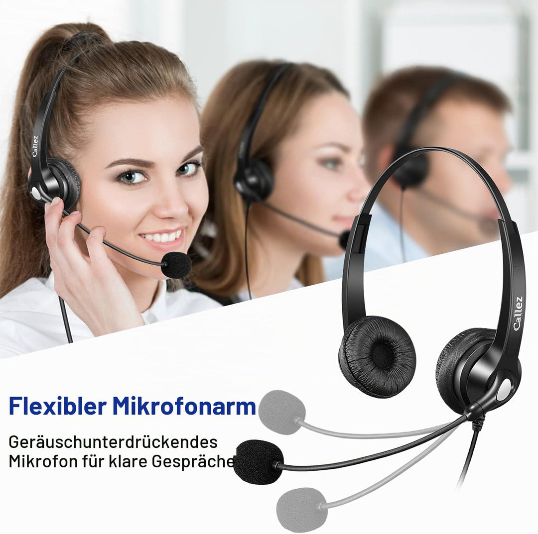 Telefon Headset RJ9 mit Mikrofon Noise Cancelling, Festnetztelefon Kopfhörer für Avaya 1408 Gigaset