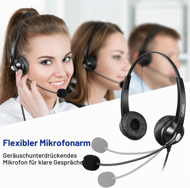 Telefon Headset RJ9 mit Mikrofon Noise Cancelling, Festnetztelefon Kopfhörer für Avaya 1408 Gigaset