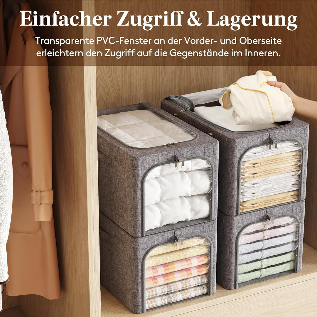 Lifewit 6 Stück Kleideraufbewahrungsbehälter mit Metallrahmen, Faltbare Aufbewahrungsbox mit Deckel,