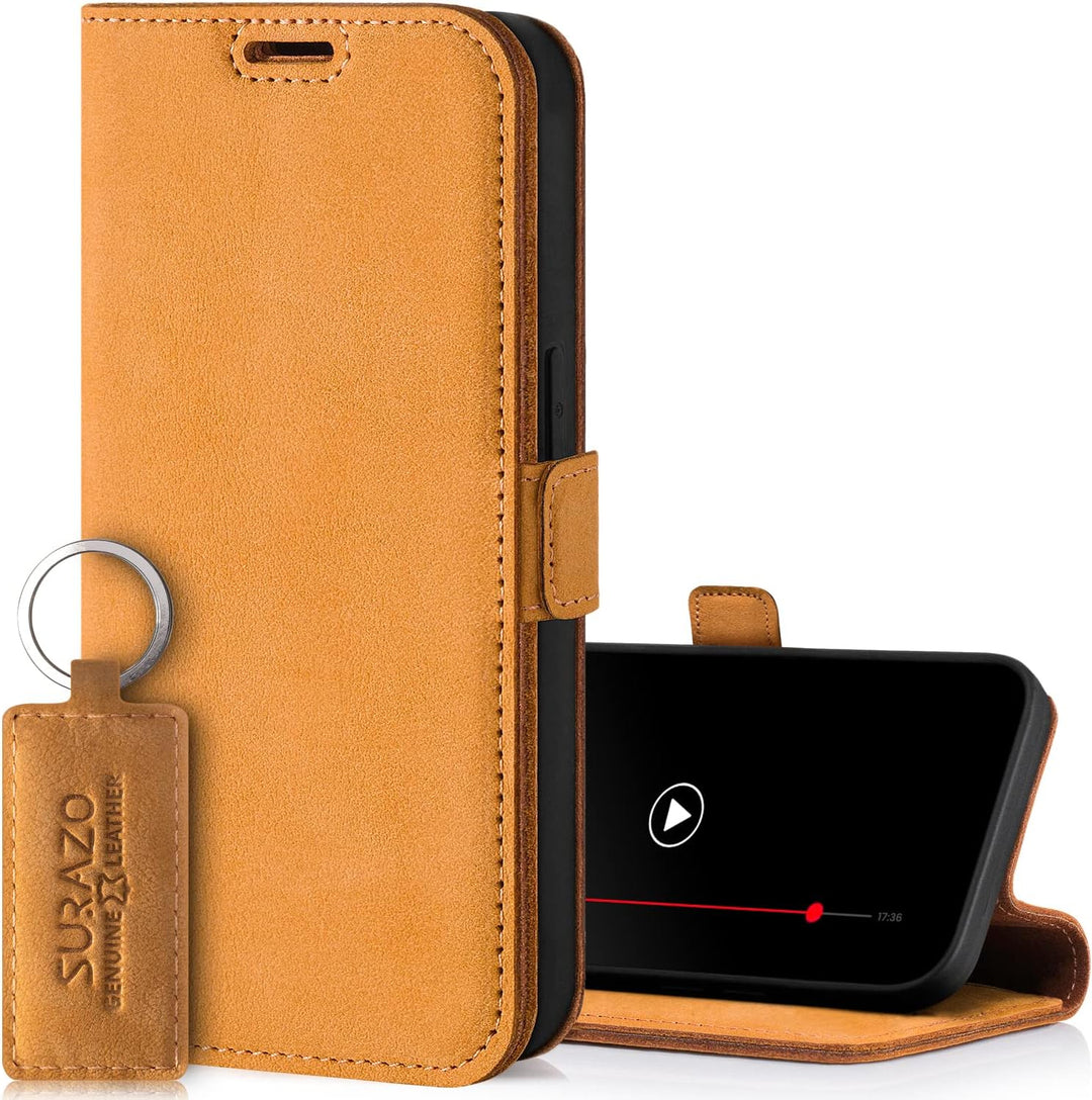 SURAZO Premium Slim Magnet Handyhülle für Xiaomi Redmi Note 12 Pro Plus Hülle Leder – Klappbare Echt