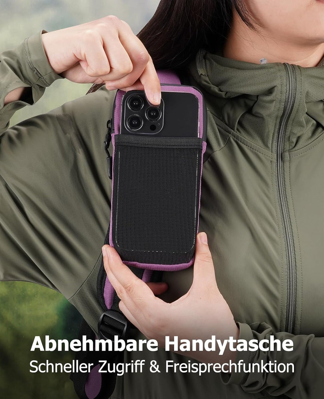 22L Wanderrucksack Herren Damen, Klein Rucksack Leicht Reiserucksack mit Telefonhalter, Trekkingruck