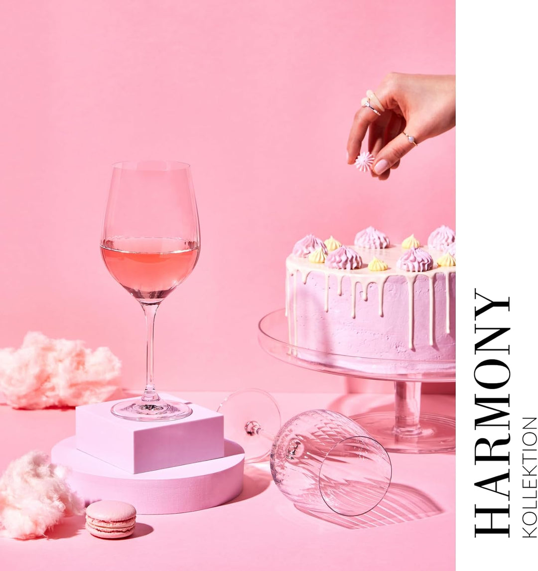 Krosno Rotweingläser | 4er Set | 450 ML | Harmony Lumi Collection | Trinkgläser Hochzeitsgeschenk |