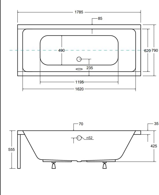 BADLAND Badewanne Original Weiss Acryl Wanne Rechteck QUADRO 180x80 KOMPLETTSET SET + Füssen und Exk