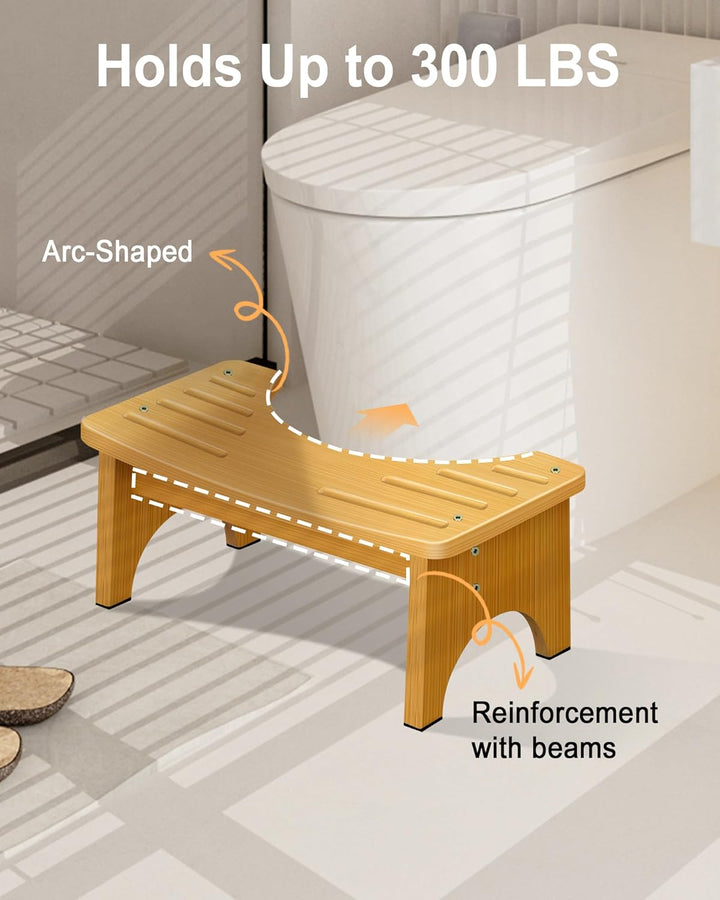 RayLove Physiologischer Toilettenhocker aus Bambus – WC-Trittbrett aus Holz – 35 Grad strapazierfähi