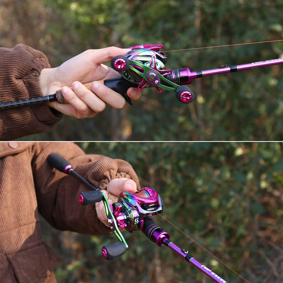 Sougayilang Casting Angelrute und Rollen-Kombi, 1.8m/2.1m MH Angelrute mit Baitcasting Rollen-Kombin