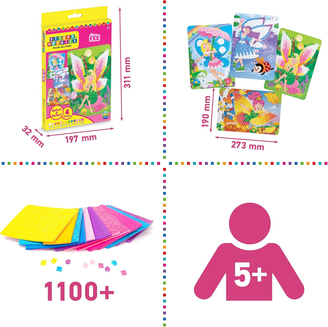 ORB Sticky Mosaic Glitzer Fee, kreative Geschenke Bastelset Kinder Geschenke für Mädchen und Jungen
