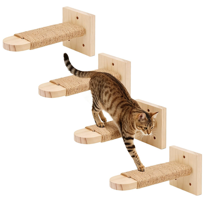 4 Stück Katzentreppe Wand, Kletterstufe 20CM, DIY Kletterwand Katzen, Katzenleiter Katzenbretter, Ka