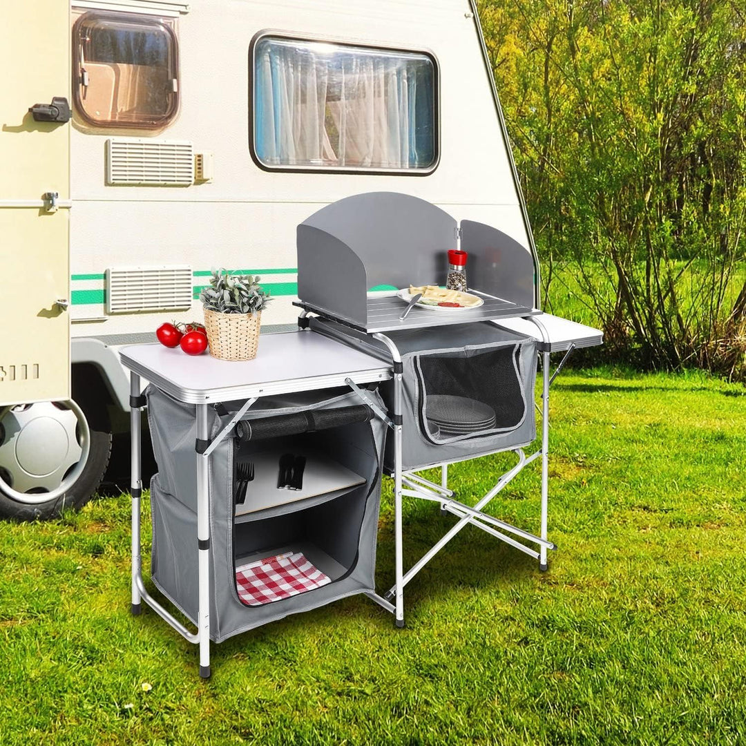 Haushalt International Campingtisch 146 x46x80cm Camping Tisch Alu Wohnmobil Campinküche Belastbar 3