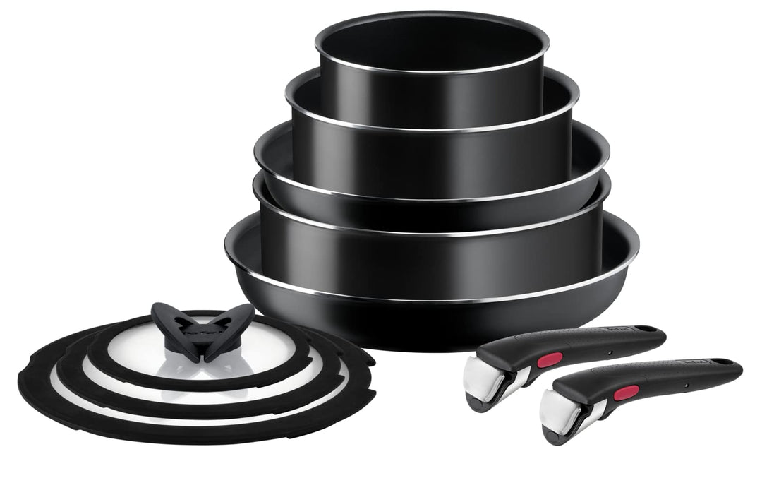 Tefal Ingenio Easy ON Töpfe &amp; Pfannen-Set, 10-teilig, stapelbar, abnehmbarer Griff, platzsparend, an