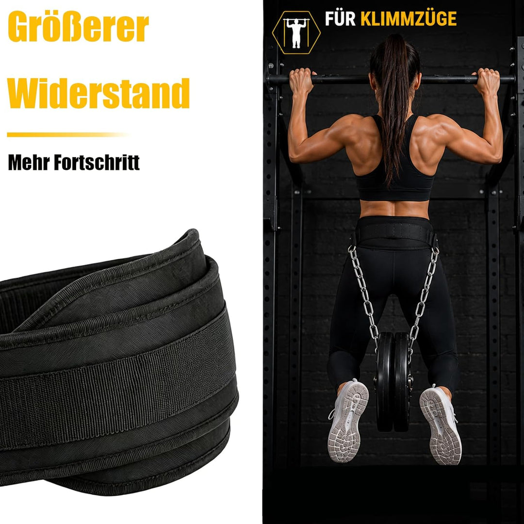 Dip-Gürtel mit Kette – Klimmzug Gürtel für Zusatzgewicht | Gewichtsgürtel für Dips & Calisthenics |