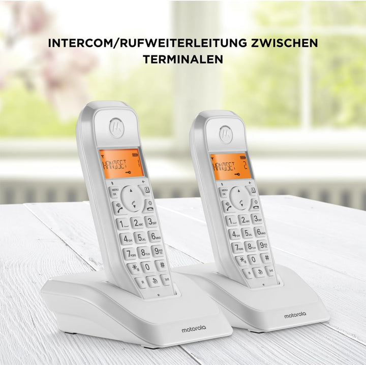 Motorola S1202 Duo Schnurloses Telefon, Weiss