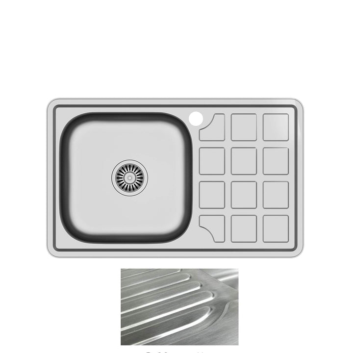 VBChome Einbauspüle 78x48 Satinstruktur ab 50er Unterschrank Edelstahl Küchenspüle Spüle Ablagefläch