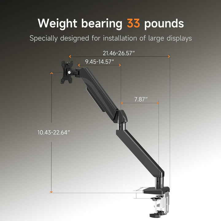 Pholiten Höhenverstellbarer Monitorarm für 49″ Flach- / 45″ Curved-Bildschirme, VESA 75x75/100x100,