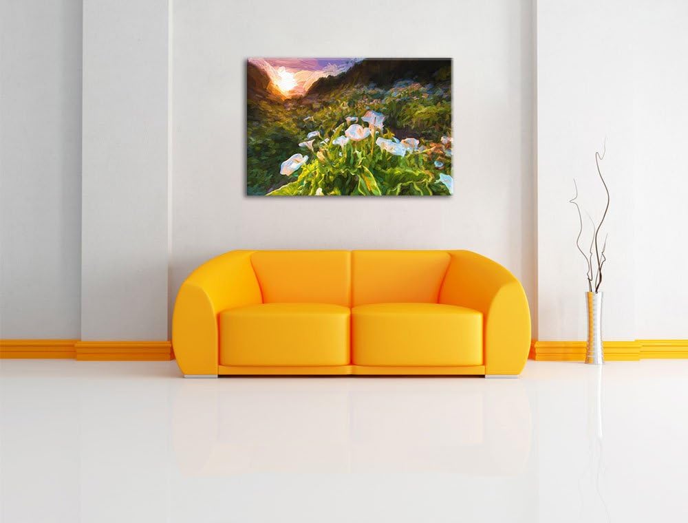 Pixxprint Blumenwiese in den Bergen als Leinwandbild/Grösse: 100x70 cm/Wandbild/Kunstdruck/fertig be