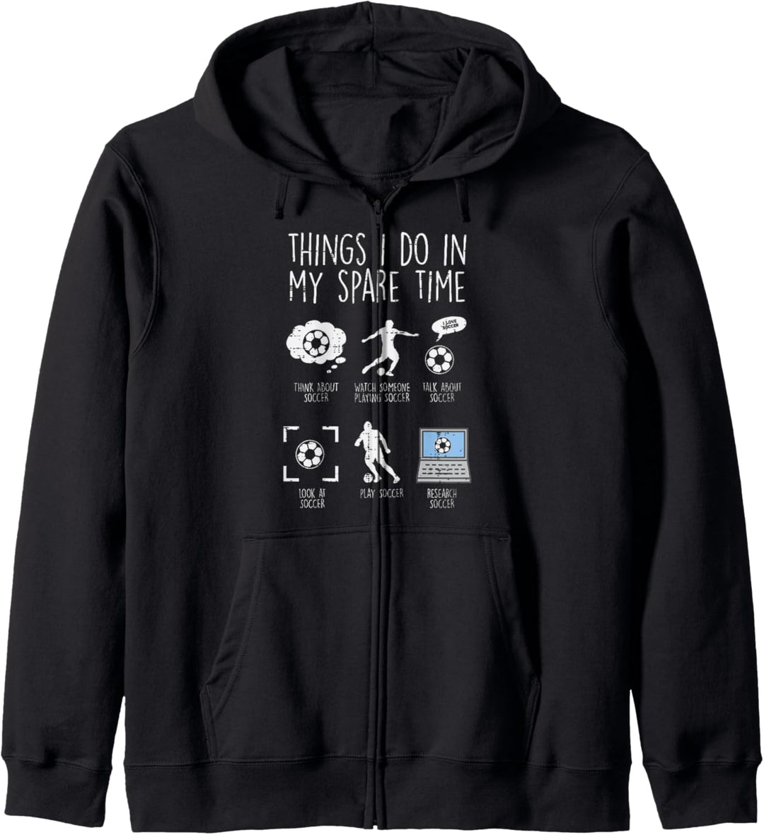 Lustiger Fussball mit Aufschrift „Things I Do Spare Time“, für Herren und Damen Kapuzenjacke