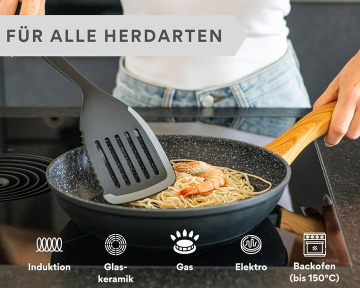 DIVORY Bratpfanne 28cm Induktion – Antihaft Beschichtete grosse Universalpfanne für alle Herdarten -