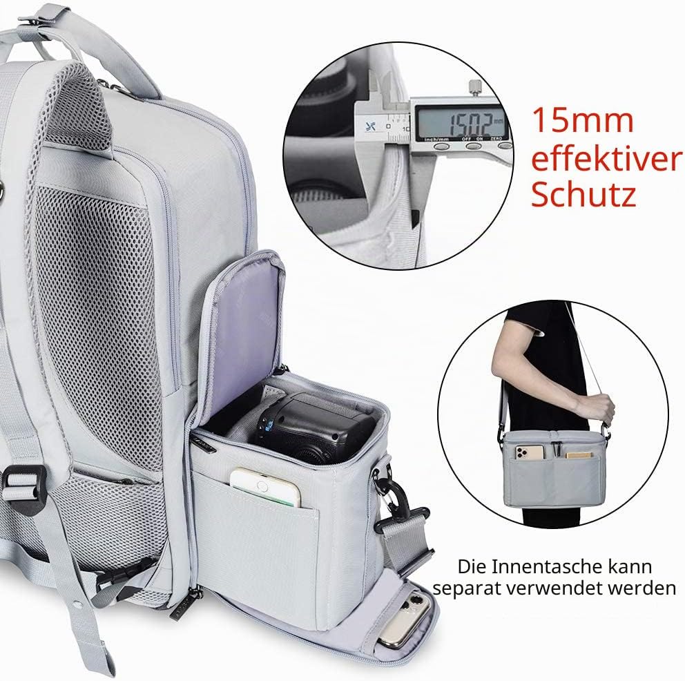 CADeN Kamerarucksack Wasserabweisend Diebstahlsicher 15.6 '' Laptopfach Fotorucksack & Reise Kamerat