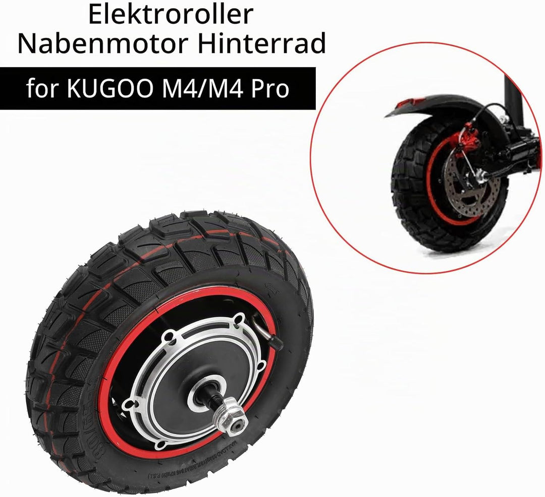 Elektroroller Nabenmotor Hinterrad für KUGOO M4 M4pro, 48V 800W 10 Zoll E-Roller Hinterrad Antriebsm