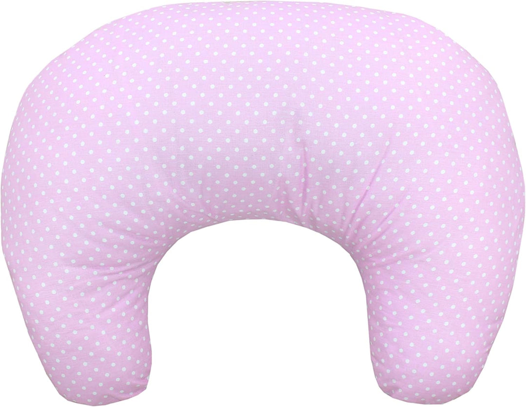 TupTam Baby Stillkissen Klein mit Baumwoll-Bezug, Farbe: Giraffe/Punkte/Rosa Giraffe/ Punkte/ Rosa,
