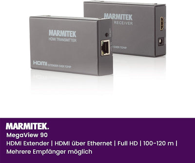 HDMI Extender LAN - Marmitek MegaView 90 - CAT 5e/6 Kabel oder Netzwerk (IP/LAN) - 1080p - 120m - Zu