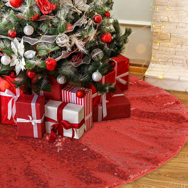 Micoden Weihnachtsbaum Decke,76CM Luxus Baumrock Glitzer Pailletten Weihnachtsbaum Rock Matte Doppel