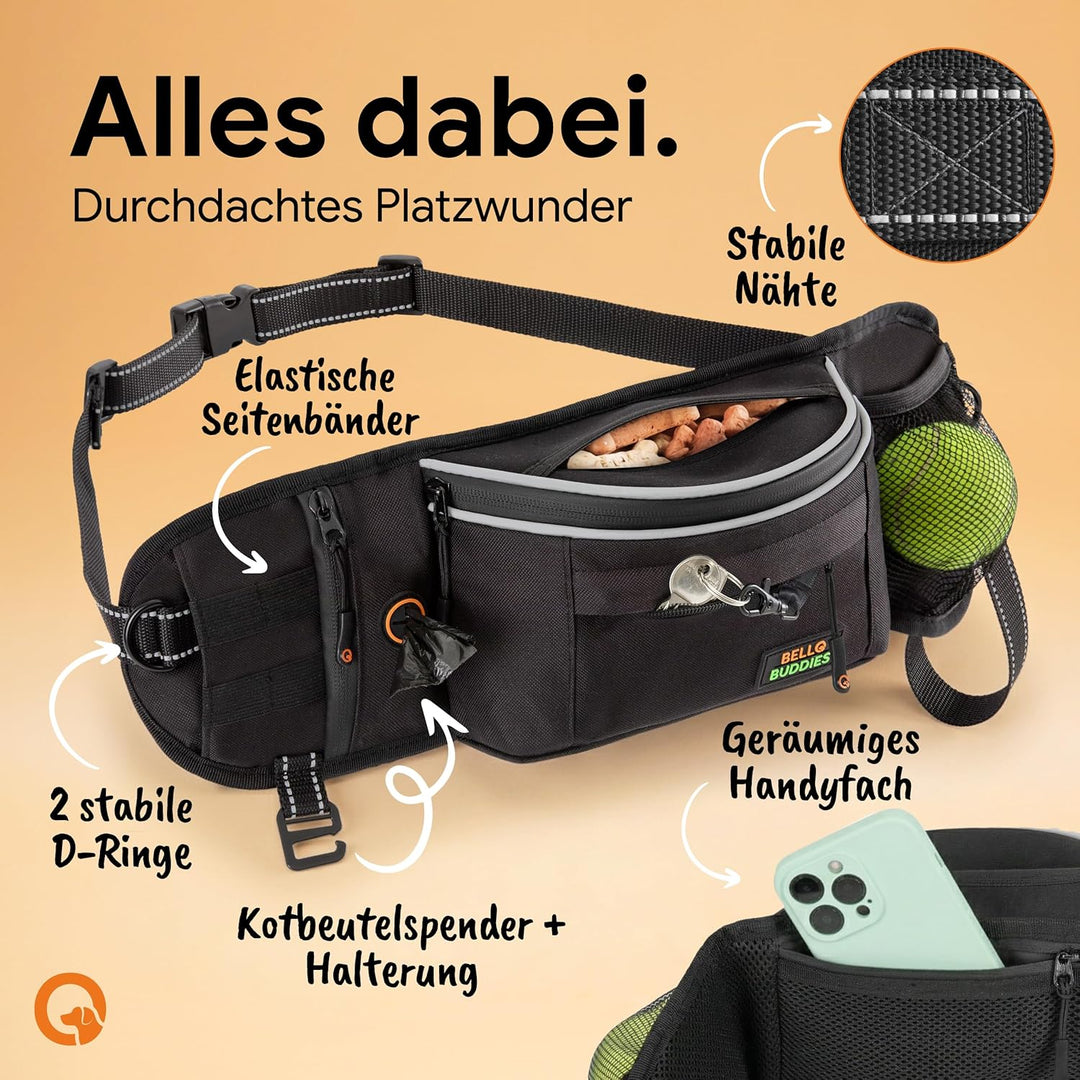Leckerlitasche für Hunde I Bauchtasche mit Schnellzugriff inkl. wechselbarer Innentasche & Leinenhal