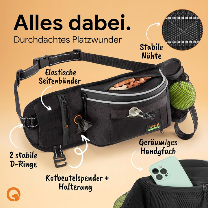 Leckerlitasche für Hunde I Bauchtasche mit Schnellzugriff inkl. wechselbarer Innentasche & Leinenhal